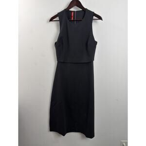 NWT Spanx 20599R Ponte Overlay Fitted Midi Black Sleeveless Dress size Medium